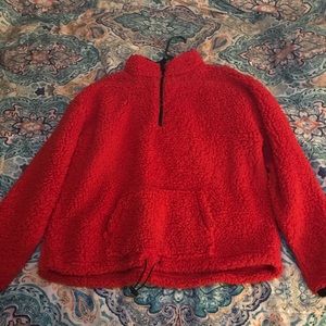 plus size red fleece pullover